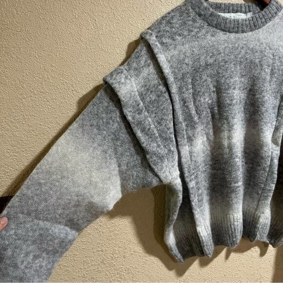 IRO Valya Gray Ombre Ruffle Oversized Crewneck Sweater Small - Picture 3 of 9